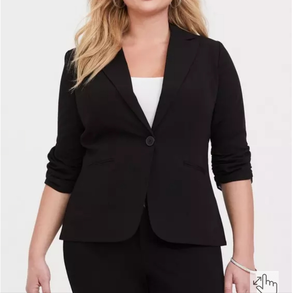 Torrid Rich Black City Twill Classic Fit Blazer